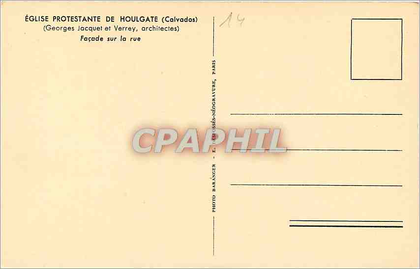CPA Eglise Protestante de Houlgate Calvados Georges Jacquet et Verrey  — Verso