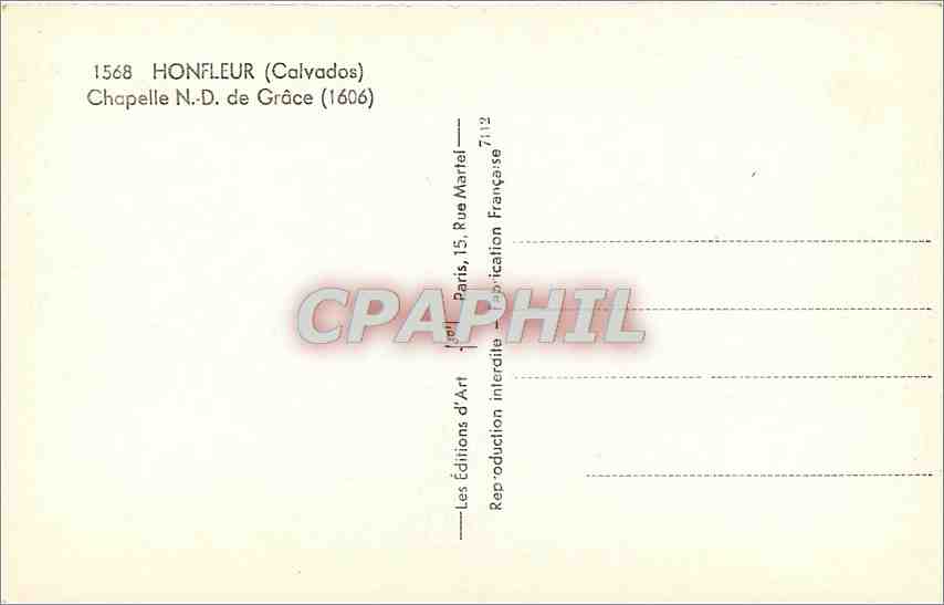 CPA Honfleur Calvados Chapelle ND de Grace  — Rückseite