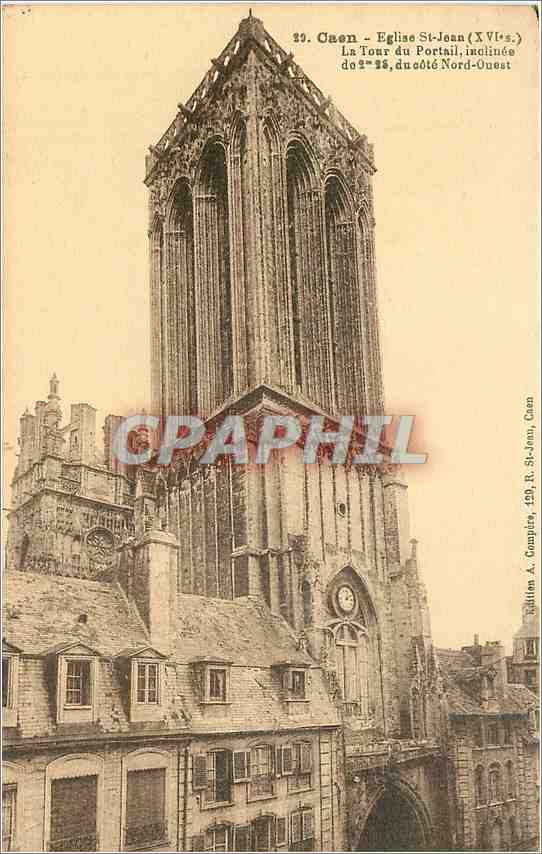 CPA Caen Eglise St Jean La Tour du Portail 