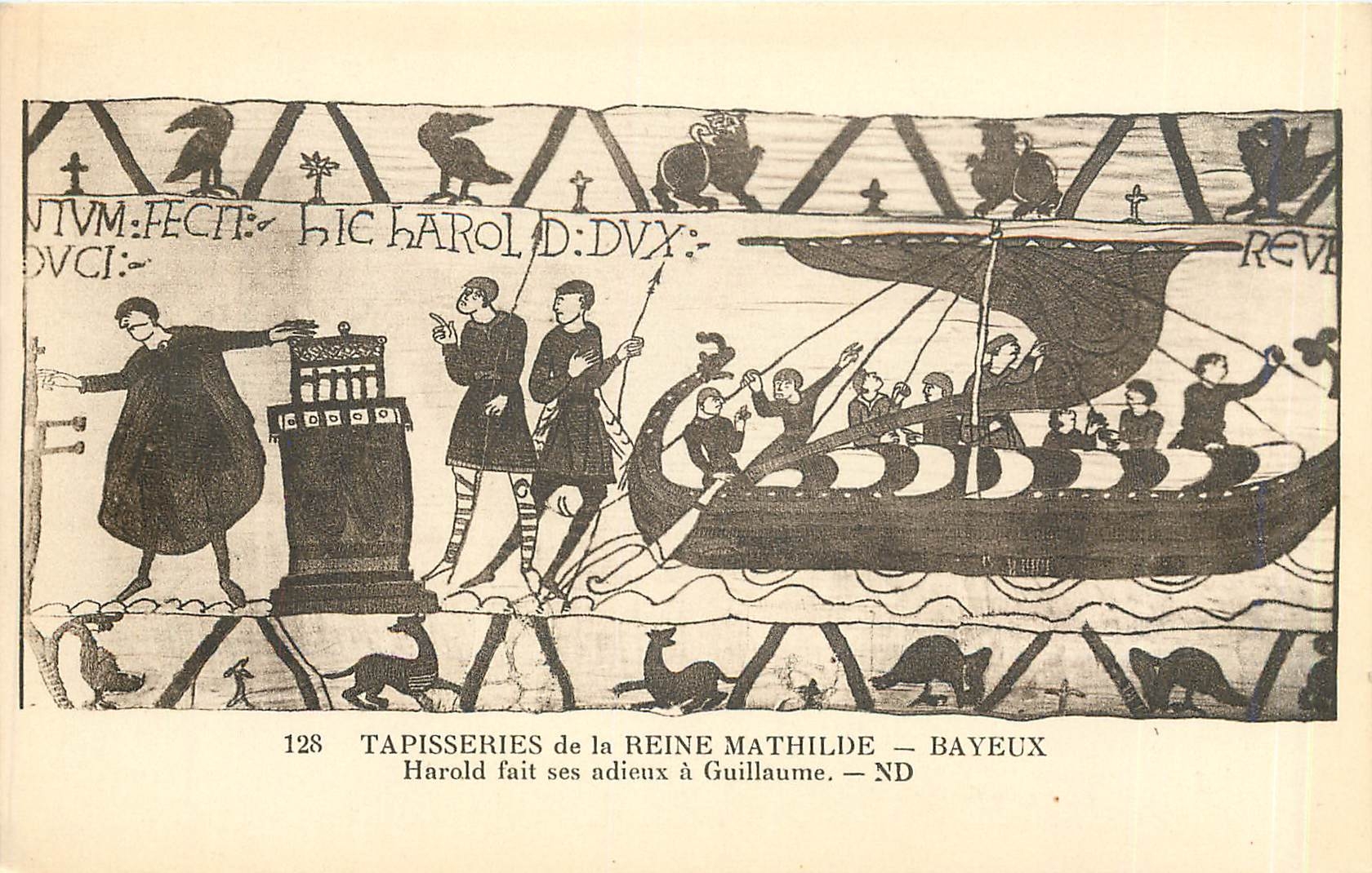 CPA Tapisseries de la Reine Mathilde Bayeux Harold fait ses adieux a Guillaume 