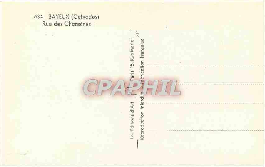 CPA Bayeux Calvados Rue des Chanoines  — Verso