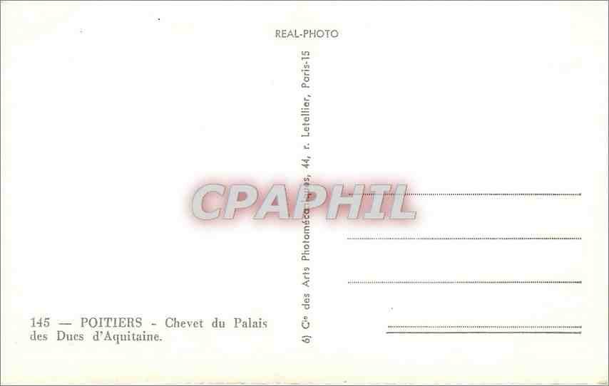 Poitiers — Chevet du Palais des Ducs d'Aquitaine — Cie des Arts Photographiques, Paris — Back