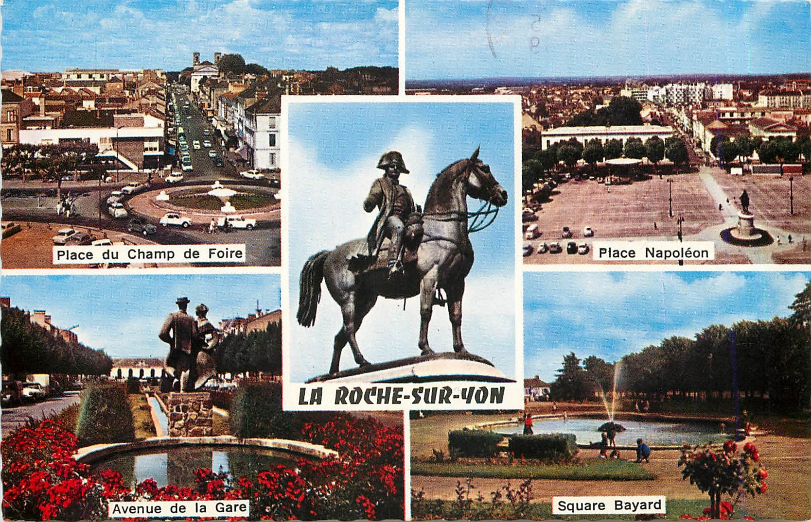CPM La Roche sur Yon Place du Champ de Foire Place Napoleon Avenue de la Gare Square Bayard 