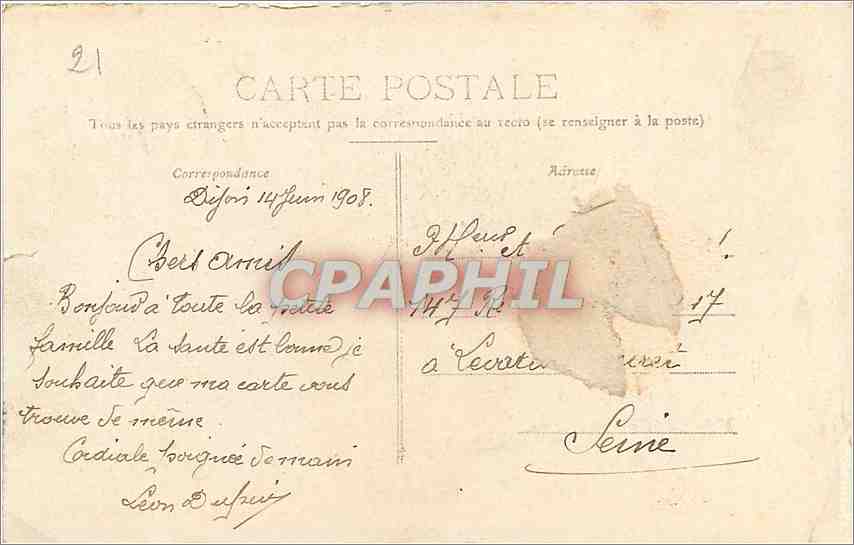 CPA Dijon Le Jardin de la place Darcy  — Rückseite