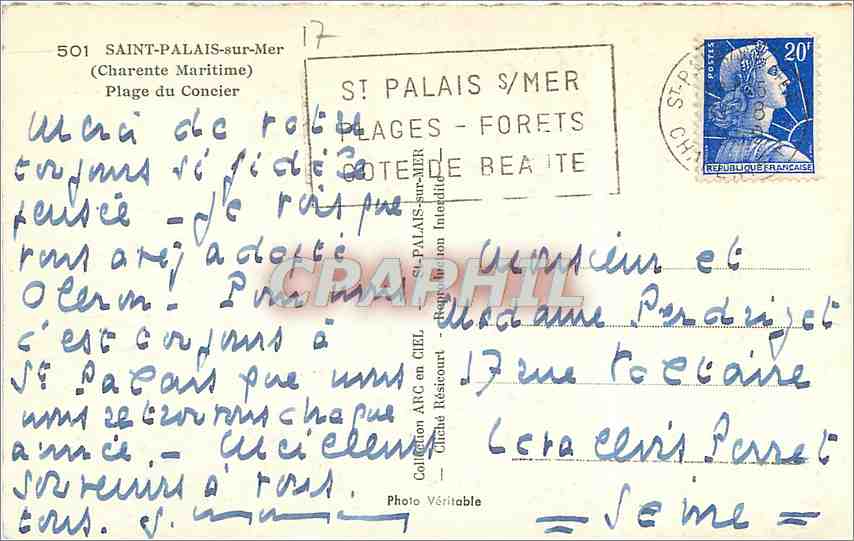 CPM Saint Palais sur Mer Charente Maritime Plage du Concier  — Back