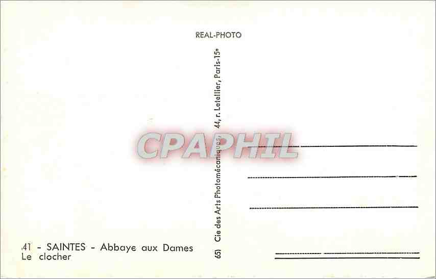 CPA Saintes Abbaye aux Dames Le Clocher  — Back