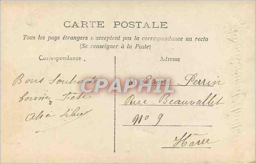 Jeune femme en robe rose — Souvenir d'Amitié — série 2830 — Verso