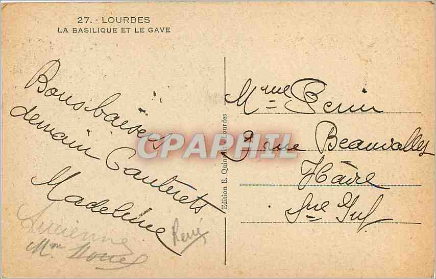 CPA Lourdes La Basilique et le Gave  — Verso