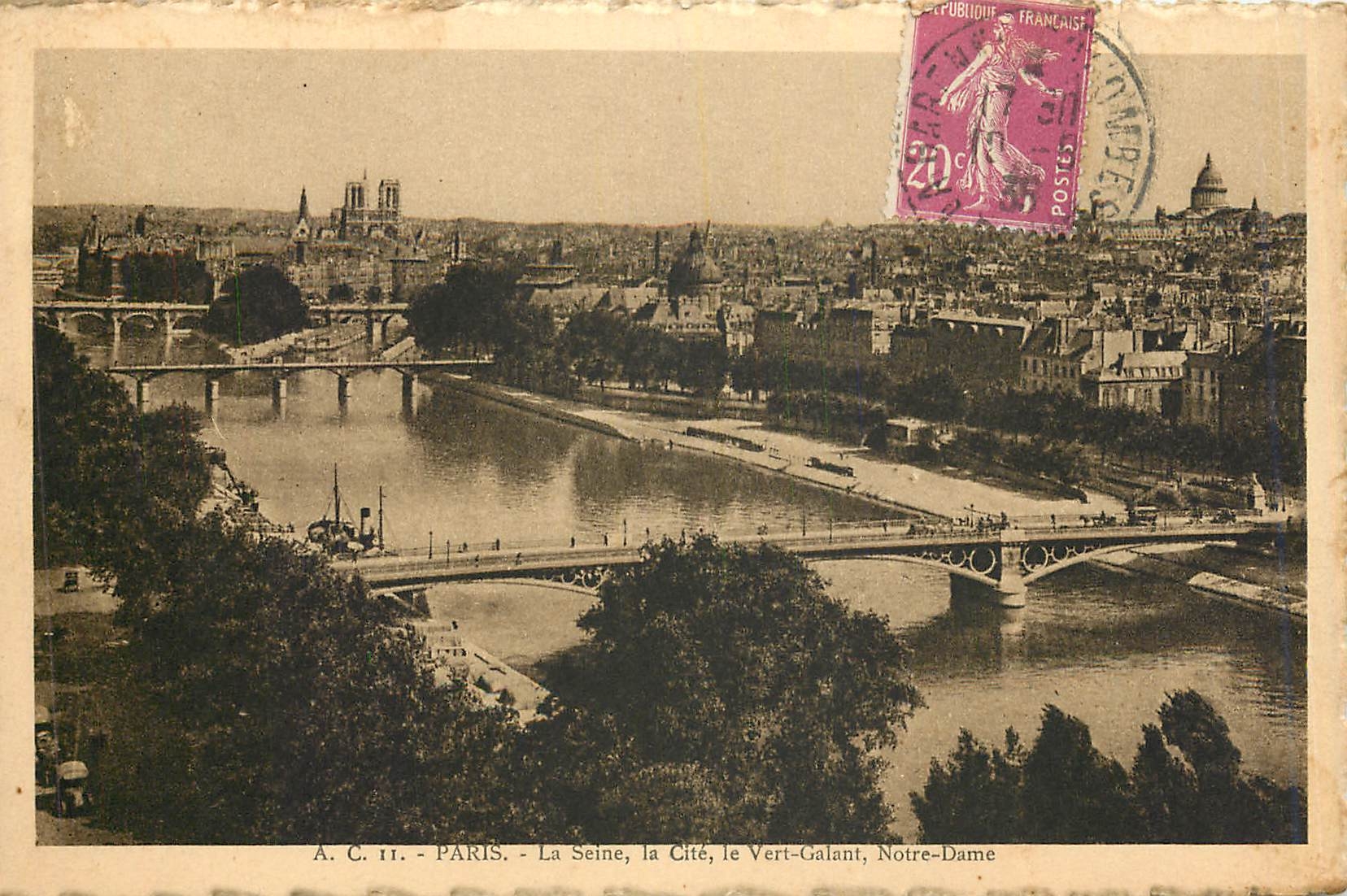 CPA Paris La Seine la Cite le Vert Galant Notre Dame 