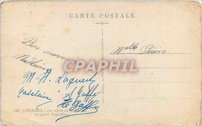 CPA Lourdes Le pont Napoleon  — Verso