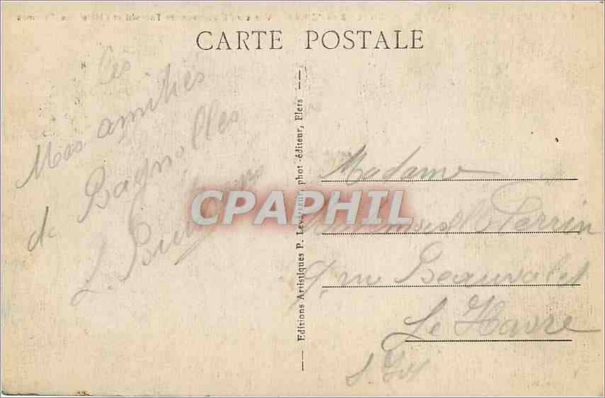 CPA Bagnoles de l'Orne Vue sur l'Etablissement Thermal et l'Hotel des Thermes  — Rückseite