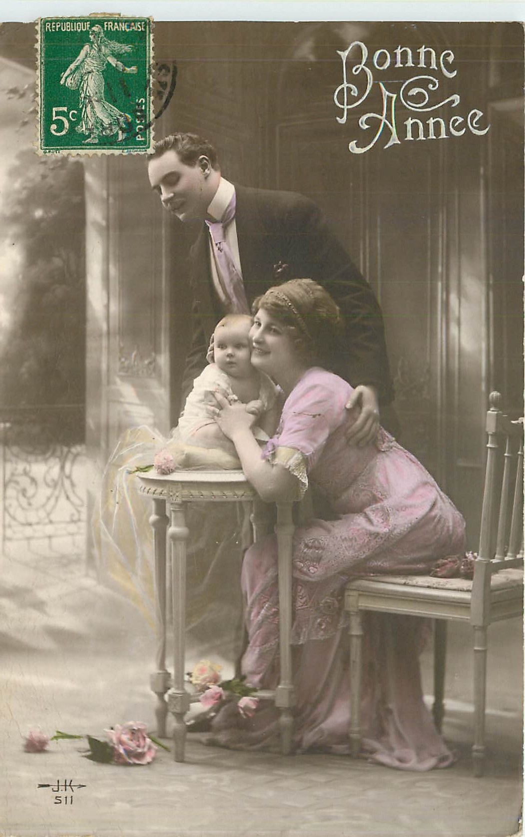 CPA Bonne Annee Femme Enfant Bebe