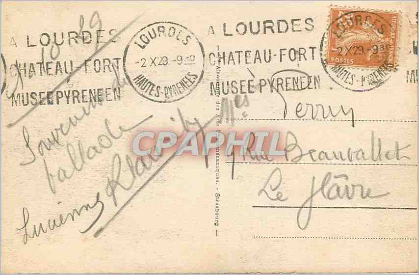 CPA Lourdes La Basilique et les Pyrenees  — Verso