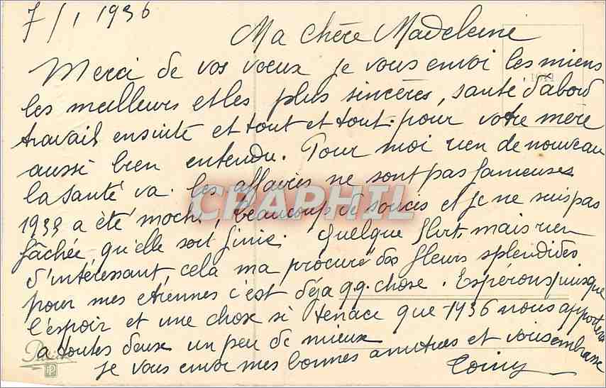 CPA Bonne Annee Fleurs — Rückseite