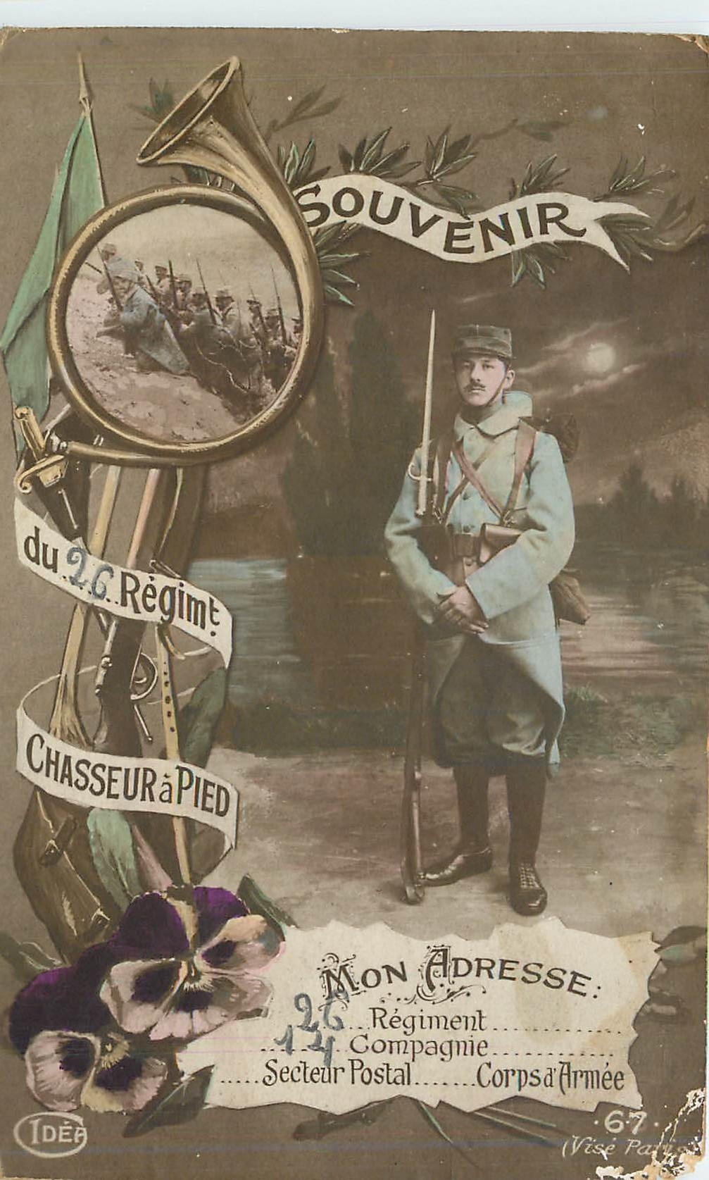 CPA Souvenir Chasseur a Pied Militaria
