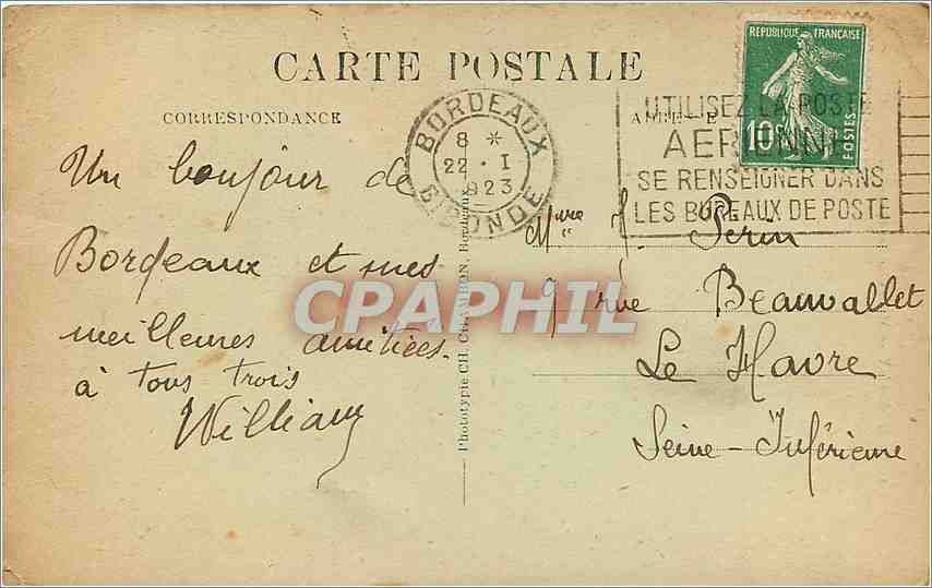 Bordeaux — Monument des Girondins — C.B. — Verso