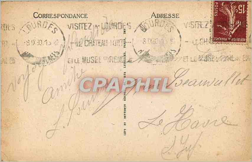 CPA Lourdes La Benediction des Malades  — Verso