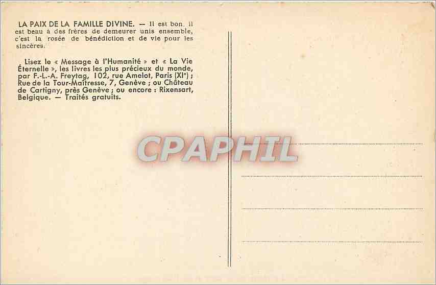 CPA Le Regne de la paix et de l'Harmonie  — Back