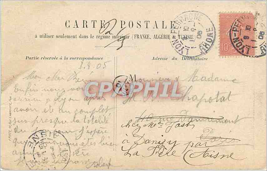 CPA Lyon Fontaine Bartholdi Place des Terreaux  — Verso