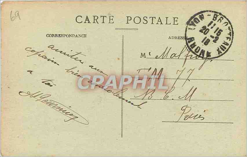 CPA Lyon Place de la Republique et Rue President Carnot  — Verso