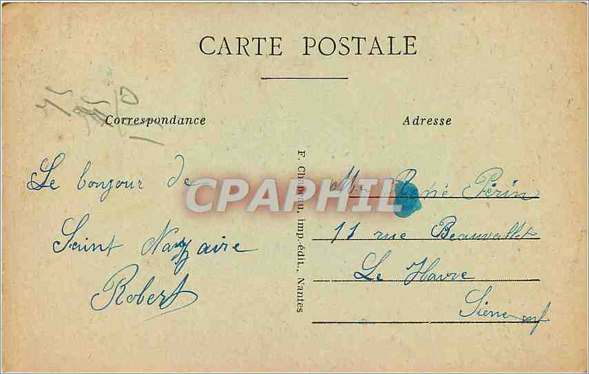 CPA Saint Nazaire Loire Inf La Chambre de Commerce  — Back