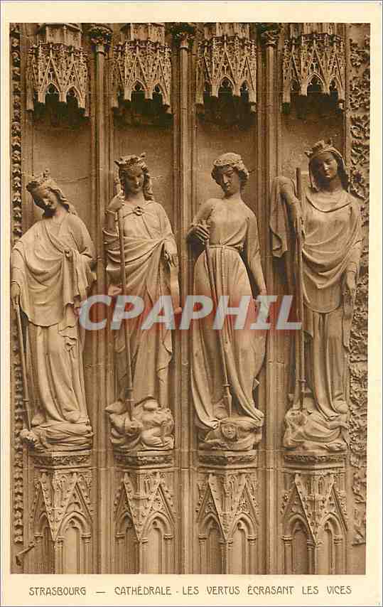 CPA Strasbourg Cathedrale Les Vertus Ecrasant les Vices 