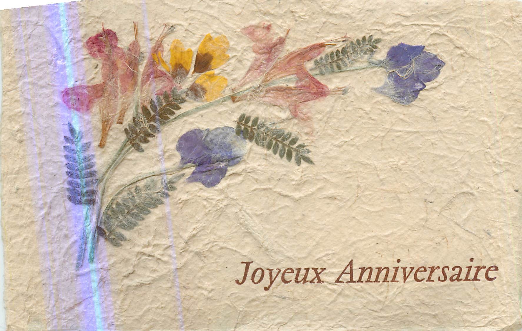 Fleurs pressées — Joyeux Anniversaire — CPAPHIL