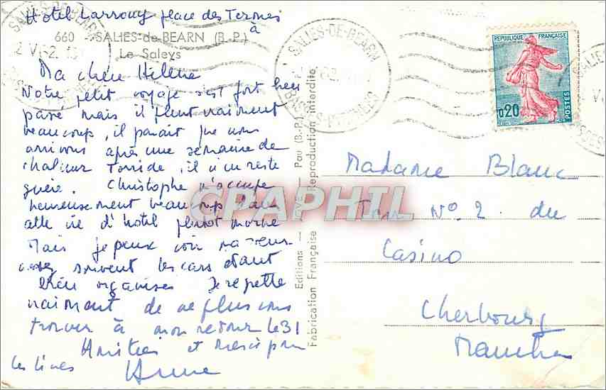 CPM Salies de Bearn BP Le Saleys  — Rückseite