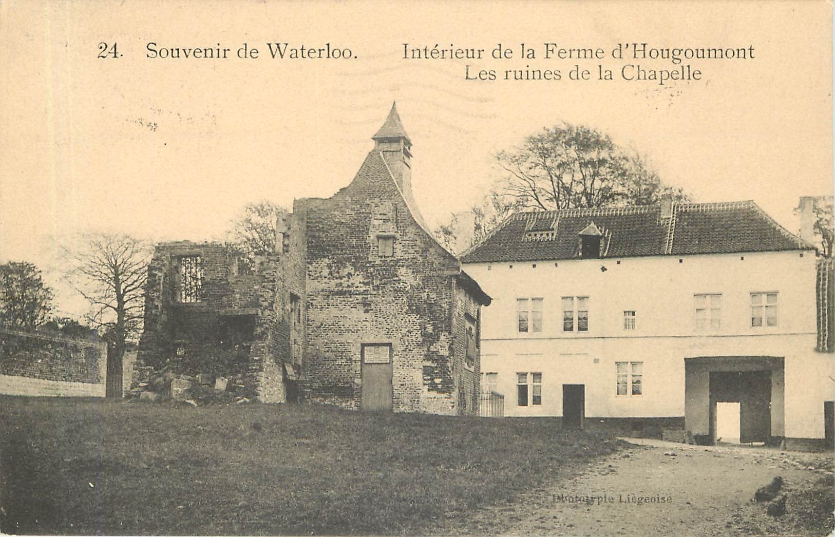 CPA Souvenir de Waterloo Interieur de la Ferme d'Hougoumont Les Ruines de la Chapelle 