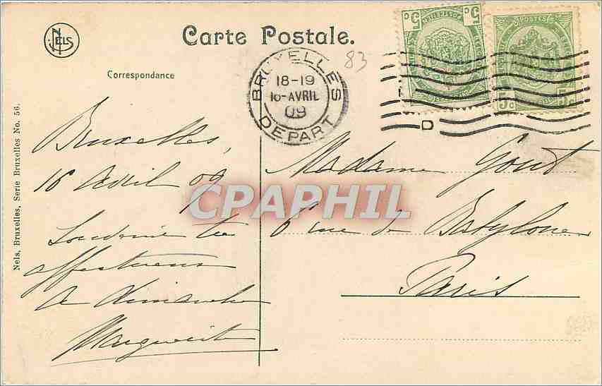 CPA Bruxelles Hotel de Ville  — Verso