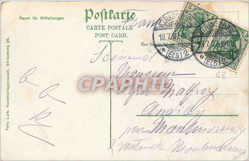 CPA Strasbourg Pont du Chemin de fer pres Kehl  — Rückseite