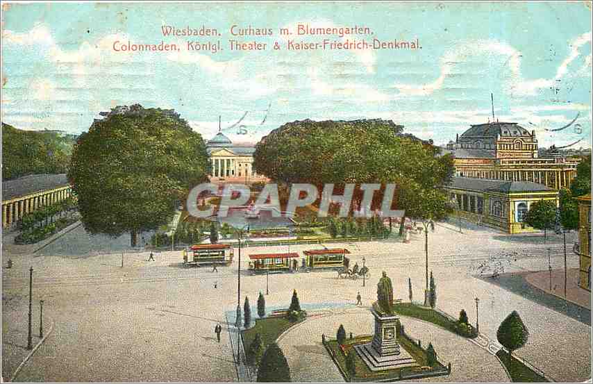 CPA Wiesbaden Curhaus m Blumengarten Colonnaden Konigl 