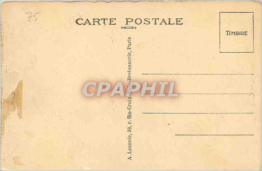 CPA Paris Perspective sur le Jardin des Tuelleries  — Rückseite