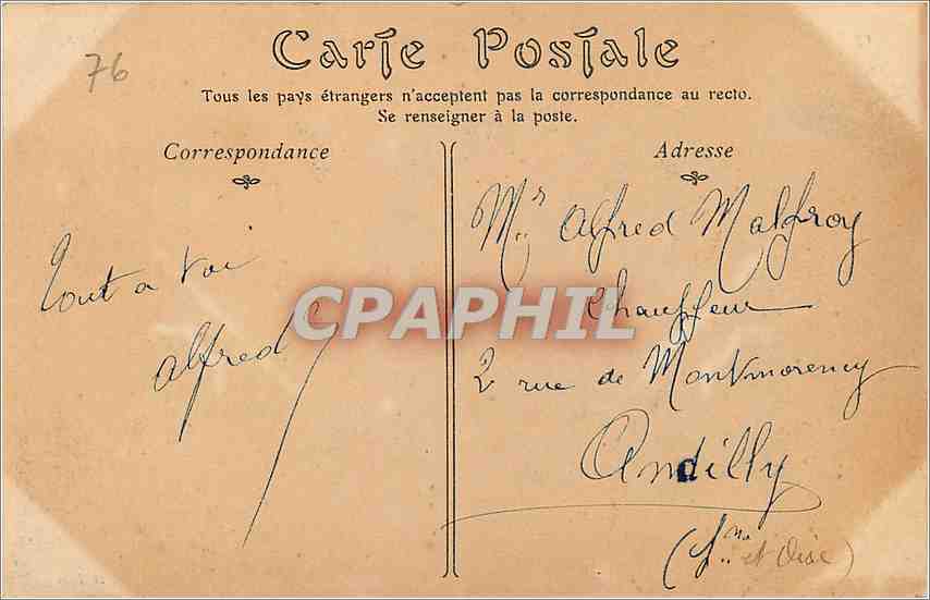 CPA Rouen Le Pont Boildieu et la Cathedrale Tramway — Rückseite