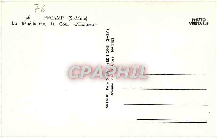 CPA Fecamp S Mme La Benedictine la Cour d'Honneur  — Rückseite