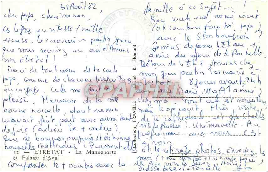 CPA Etretat La Manneporte et Falaise d'Aval  — Rückseite