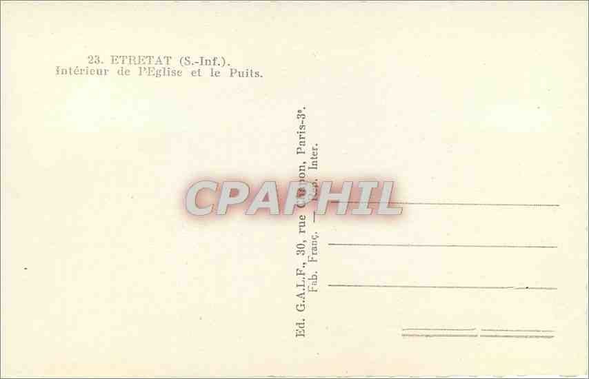 CPA Etretat S Inf Interieur de l'Eglise et le Puits  — Rückseite