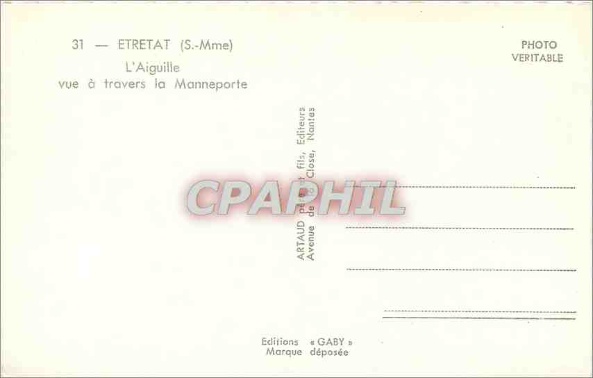 CPA Etretat S Mme L'Aiguille vue a travers la Manneporte  — Rückseite