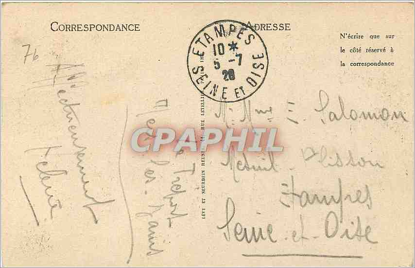 CPA Le Treport La Plage et la Falaise  — Rückseite