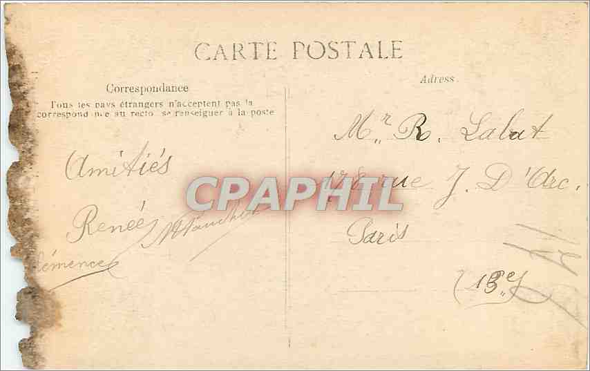 CPA ROUEN-Hotel de Bourgtherould — Verso