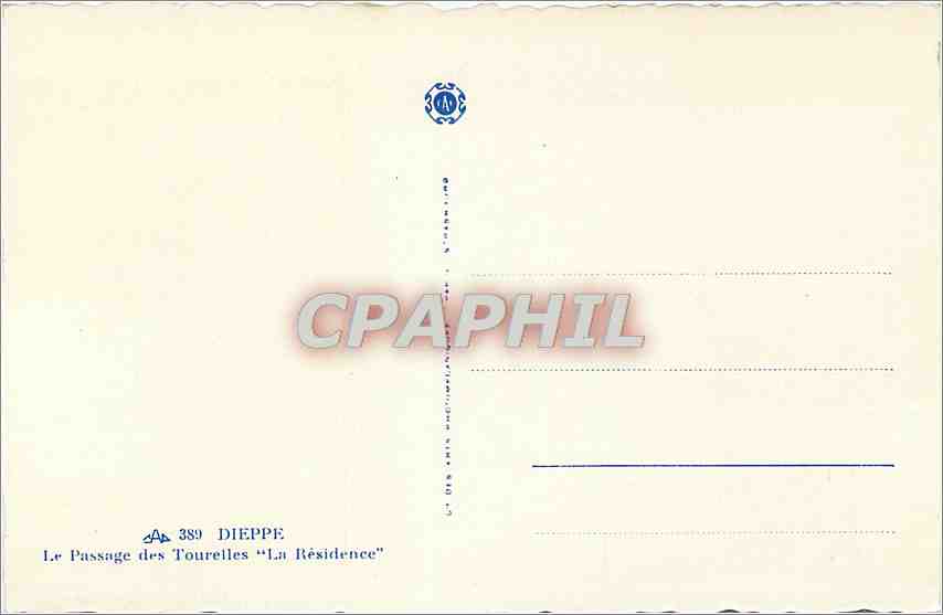 CPA DIEPPE. Le Passage des Tourelles'La Residence" — Rückseite