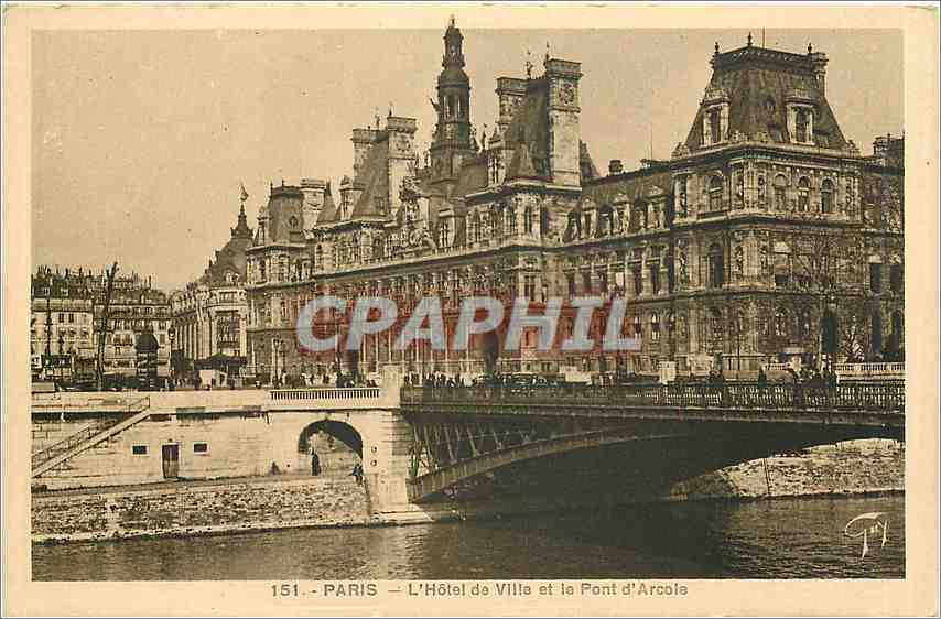 CPA PARIS-Hotel de ville et le Pont d'arcole