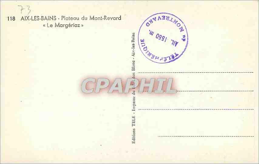 CPA AIX-LES BAINS -Plateau du Mont reard"le Margeriaz" — Rückseite