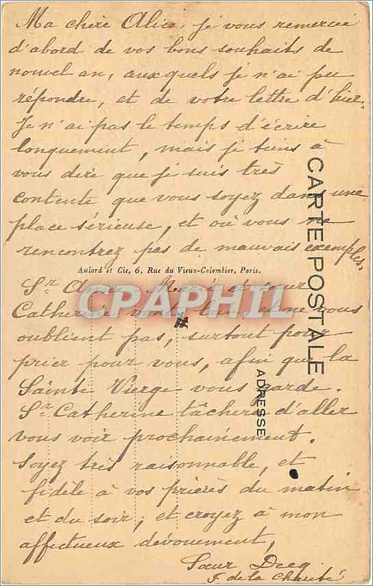 CPA CHAPELLE DE LA MAMISON MERE DES FILLES DE LA CHARITE-PARIS — Rückseite