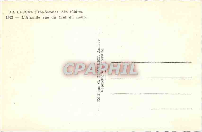 La Clusaz (Haute-Savoie) — L'Aiguille vue du Crêt du Loup — Éditions G. Monguet, Annecy — Rückseite