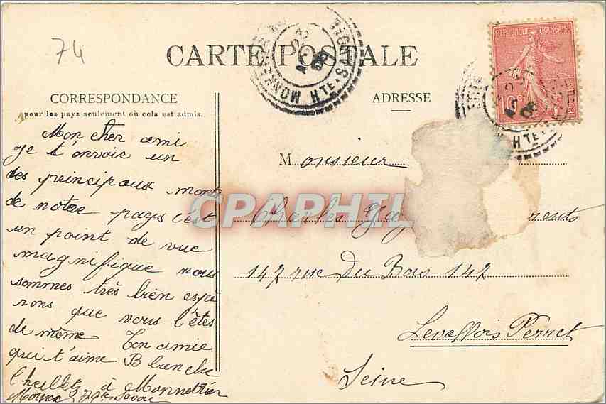 CPA Saleve  la Sorciere et la tour des Pitons — Verso