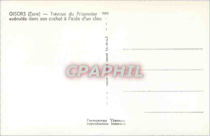 CPA GISORS (Eure) Travus du Prosonnier executes dans son cachot a l'aide d'un clou — Rückseite