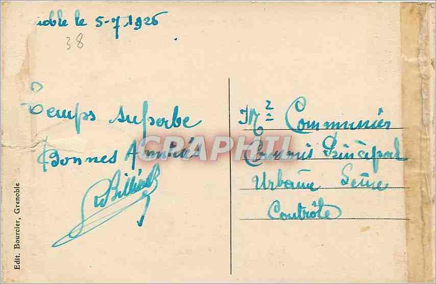 Grenoble — Les Avenues de la Gare et d'Alsace-Lorraine, les Alpes — Éditeur Gentiane Boral, n°426 — Rückseite