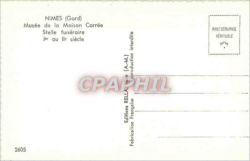Nîmes (Gard) — Musée de la Maison Carrée — Stèle funéraire Ier ou IIe siècle — Éditions Rella — Back