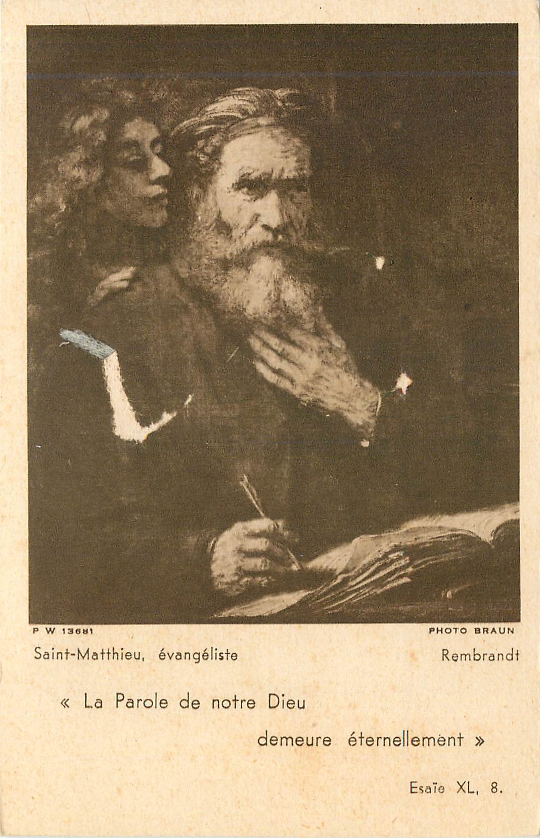 CPA VŒUX Saint Mathieu Evangeliste Rembrandt